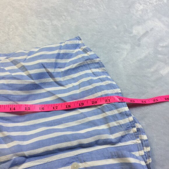 Uniqlo Shirt Size M Womans Blue White Striped Linen Blend Short Sleeve Cropped - Picture 14 of 15